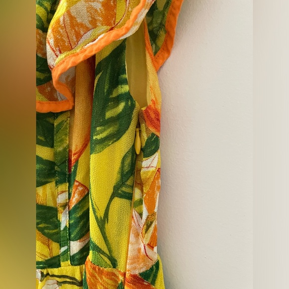 FARM RIO Tangerines Fruit Print Ruffled Midi Dress Tropical Summer Vacation XS - Picture 5 of 13